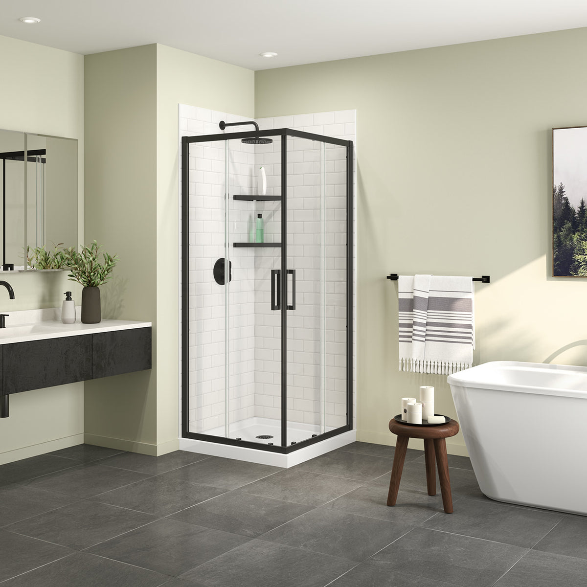 Maax Scarlet 32 x 32 Acrylic Corner Drain Shower Kit in White - image 3