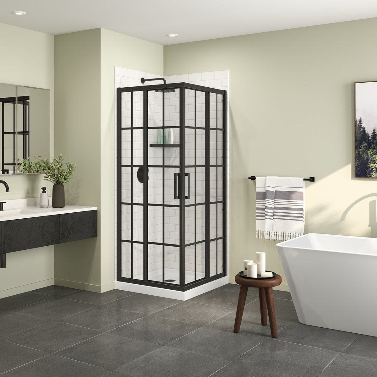 Maax Scarlet 32 x 32 Acrylic Corner Drain Shower Kit in White - image 5