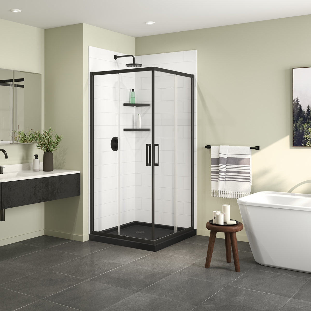 Maax Scarlet 36 x 36 Acrylic Corner Drain Shower Kit - image 3