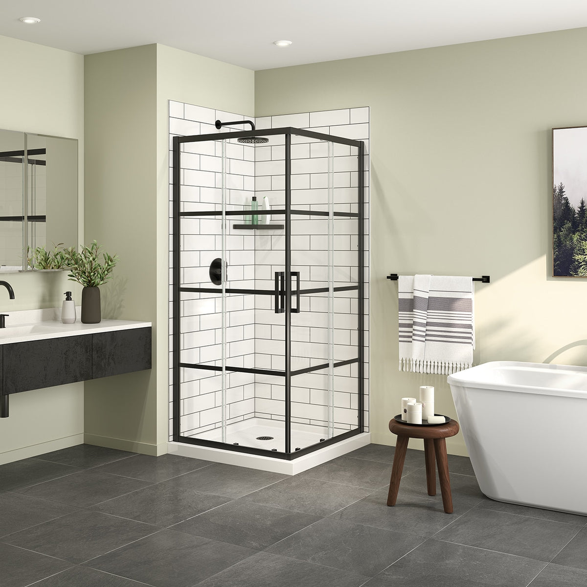 Maax Scarlet 36 x 36 Acrylic Corner Drain Shower Kit in White - image 5