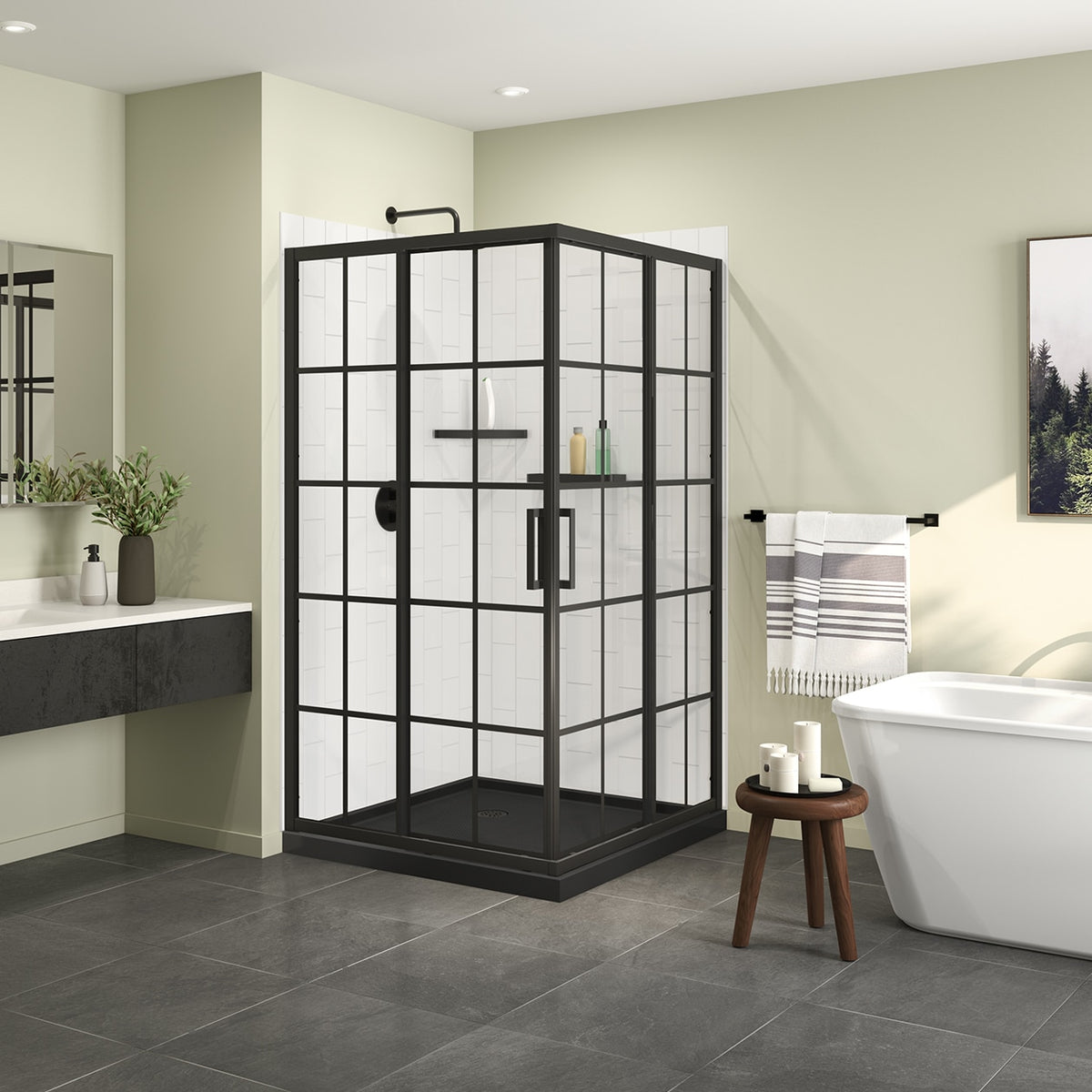 Maax Scarlet 42 x 42 Acrylic Corner Drain Shower Kit - image 5