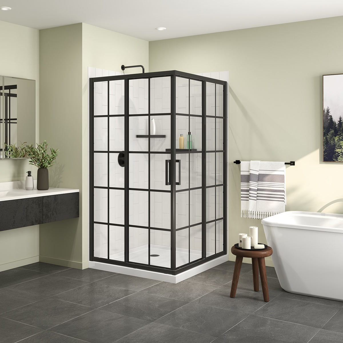 Maax Scarlet 42 x 42 Acrylic Corner Drain Shower Kit in White - image 5