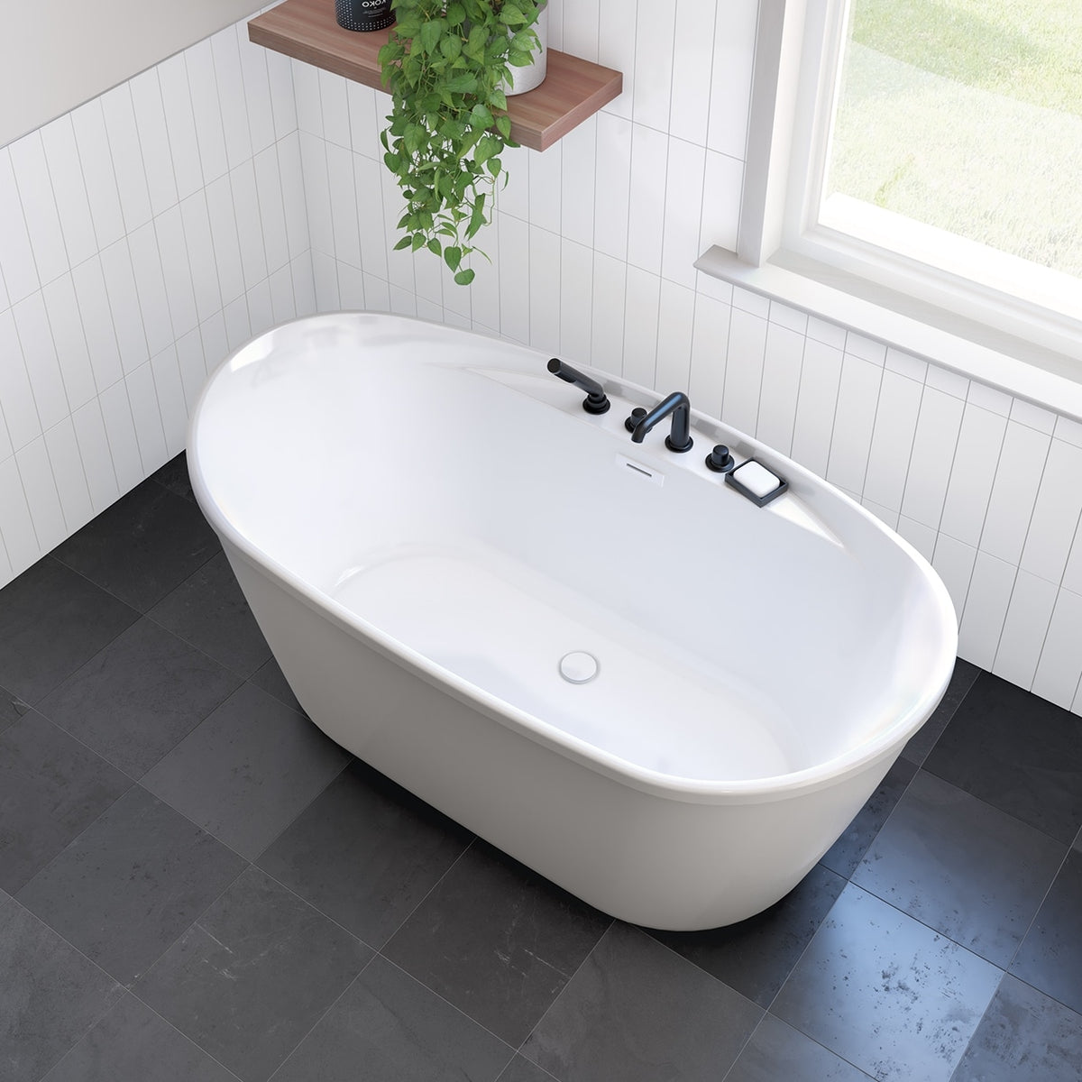 Maax Sonoma 58 x 32 AcrylX Freestanding Center Drain Bathtub in White with White Skirt - image 2