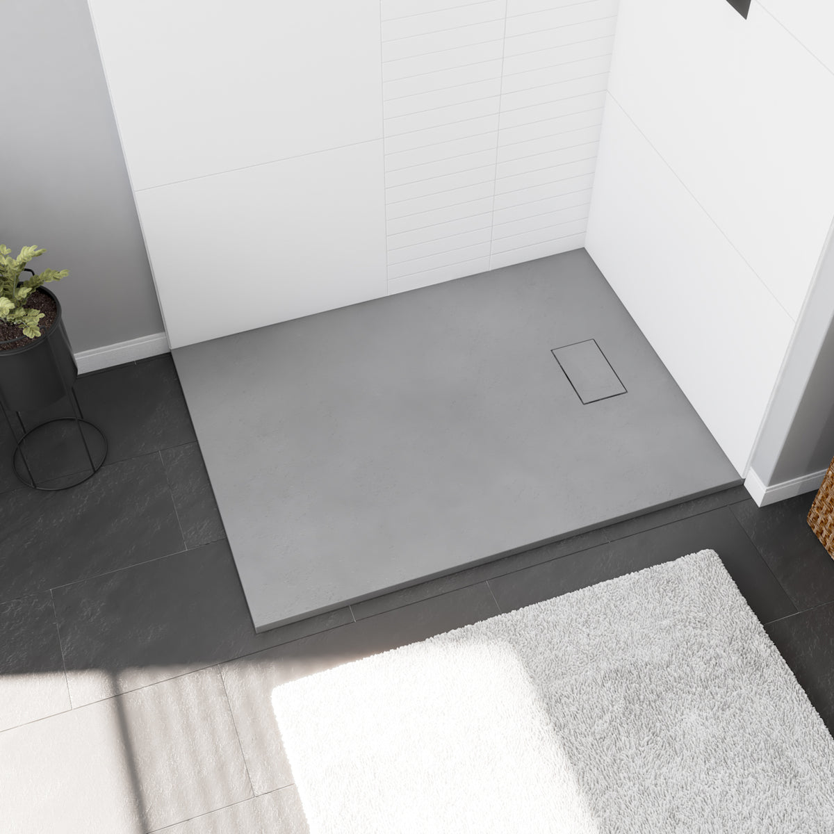 Maax Stonea 4832 Solid Surface Universal Shower Base in Grey with End Drain - image 11