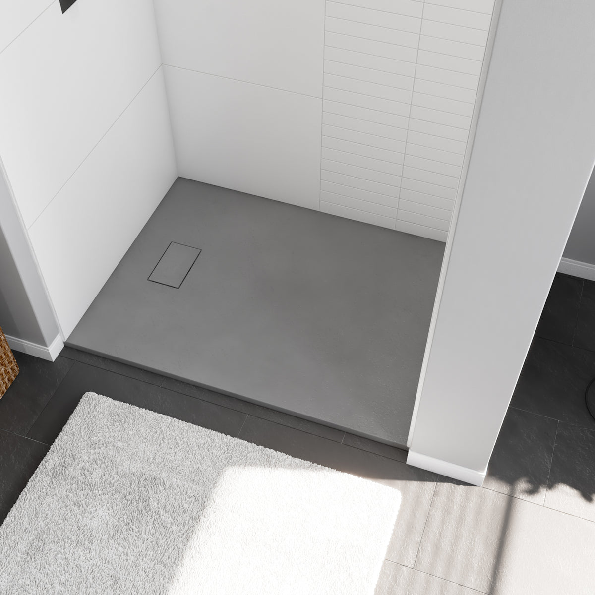 Maax Stonea 4832 Solid Surface Universal Shower Base in Grey with End Drain - image 12