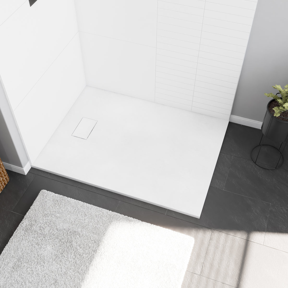 Maax Stonea 4832 Solid Surface Universal Shower Base in Grey with End Drain - image 3
