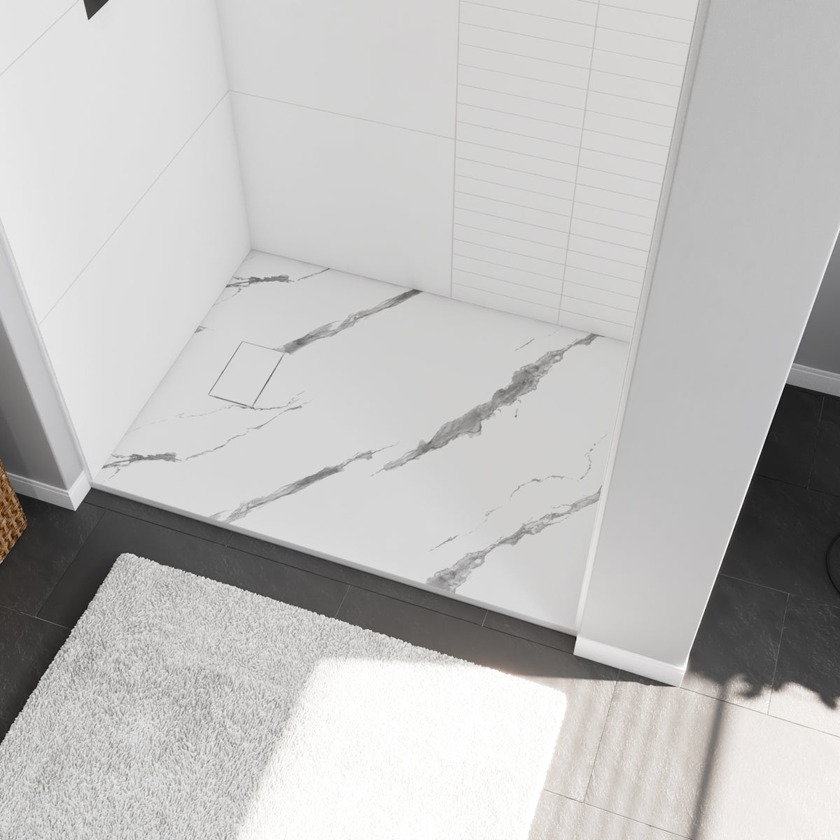Maax Stonea 4832 Solid Surface Universal Shower Base in Grey with End Drain - image 6