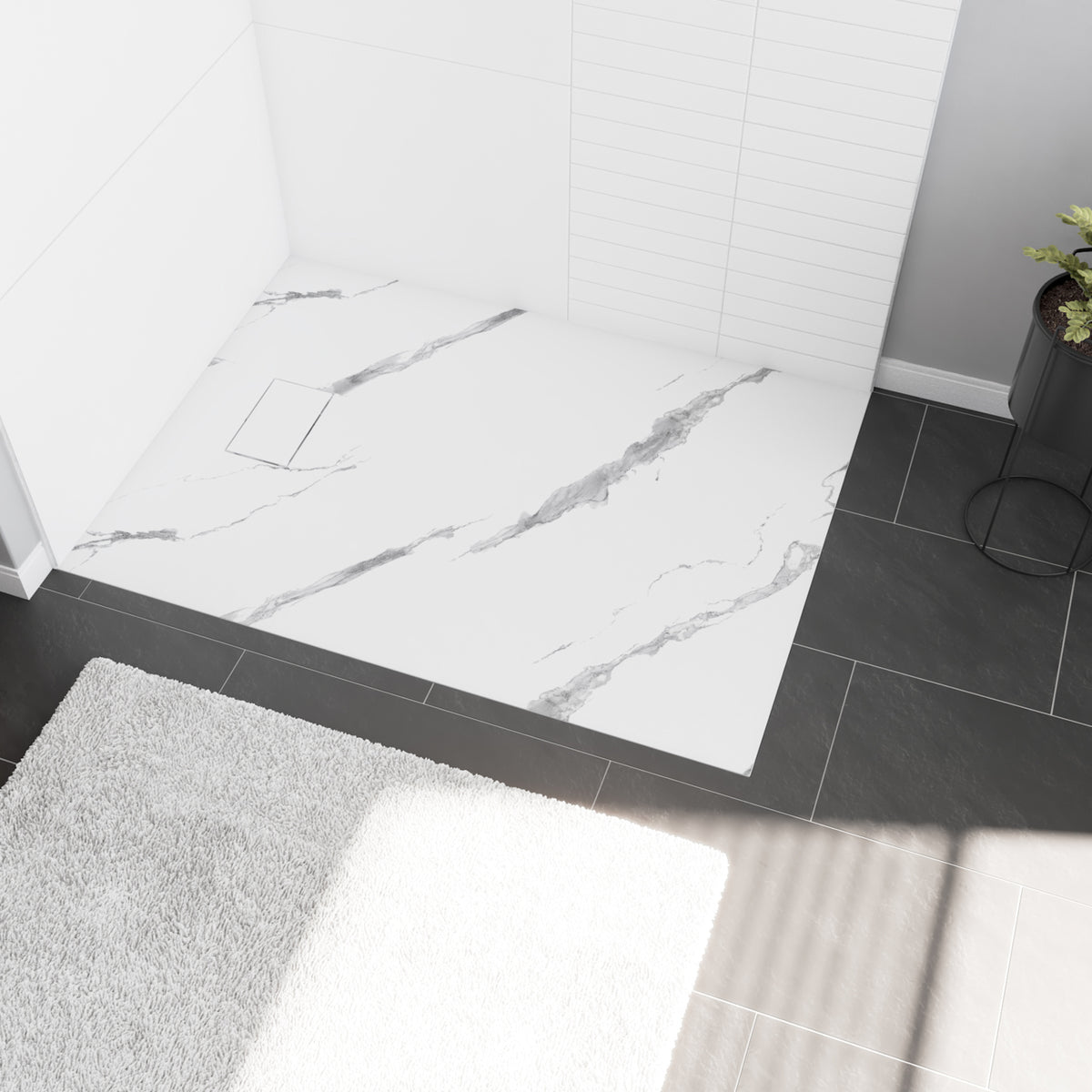 Maax Stonea 4832 Solid Surface Universal Shower Base in Grey with End Drain - image 7