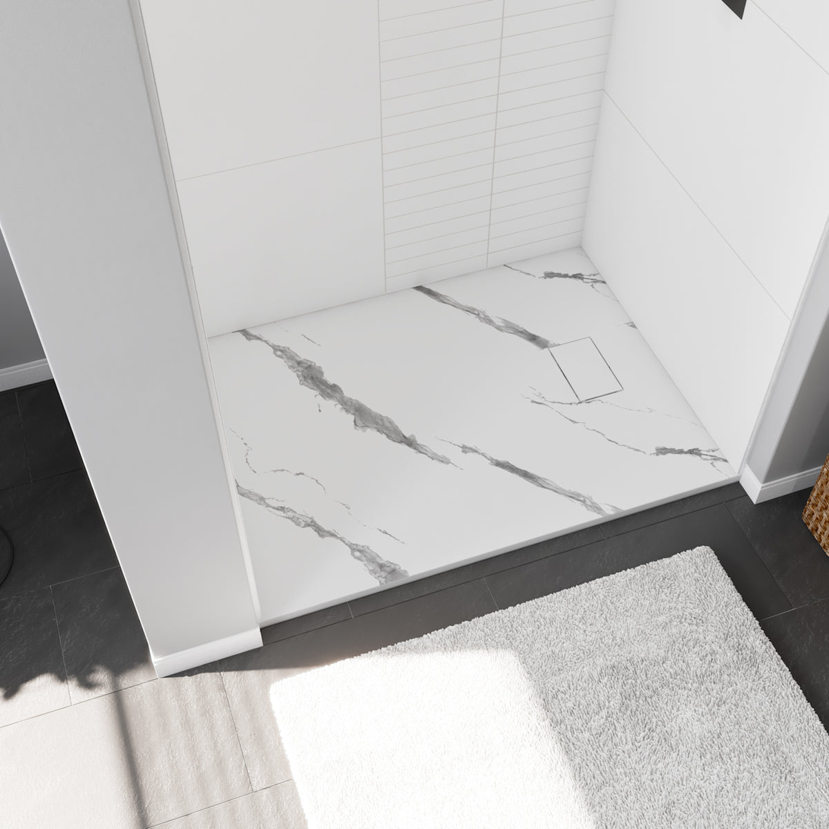 Maax Stonea 4832 Solid Surface Universal Shower Base in Grey with End Drain - image 8