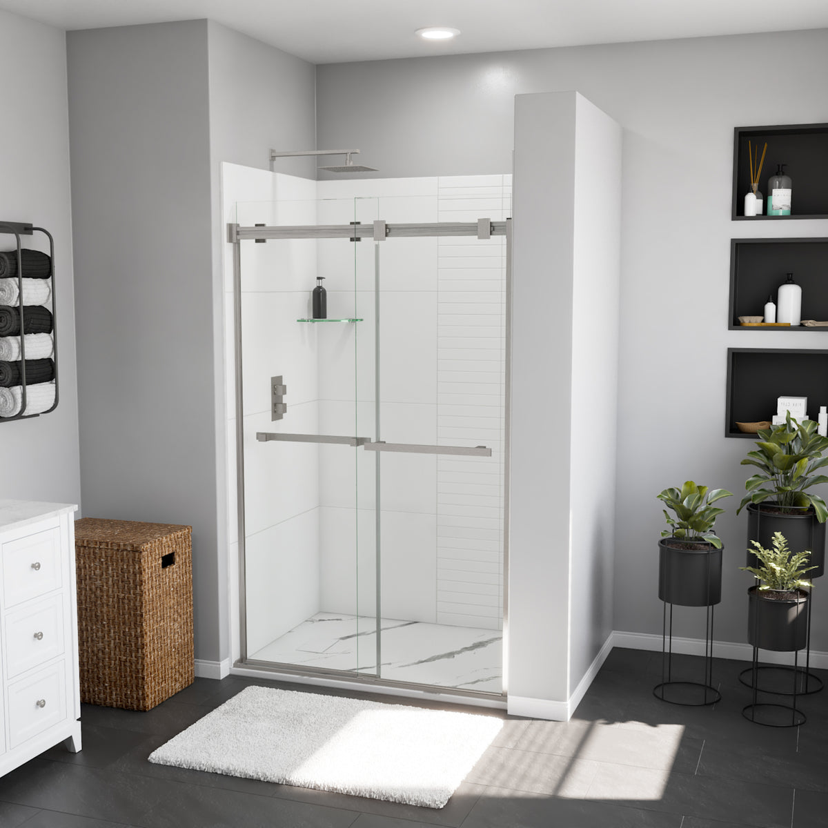 Maax Stonea 4832 Solid Surface Universal Shower Base in Grey with End Drain - image 9