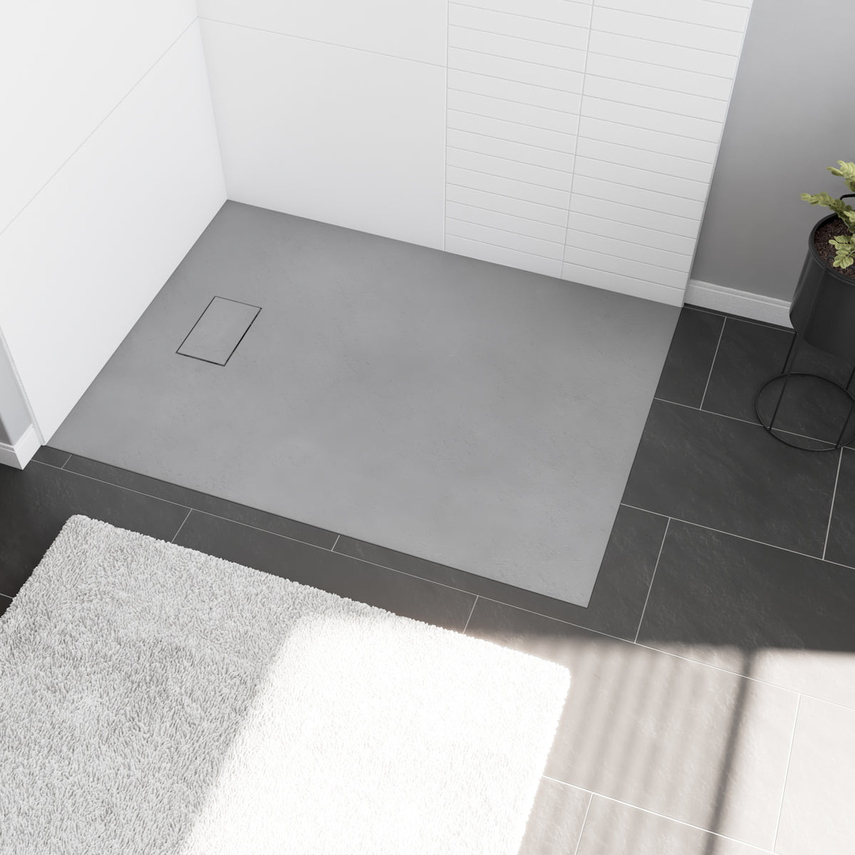 Maax Stonea 4836 Solid Surface Universal Shower Base in White Marble with End Drain - image 11