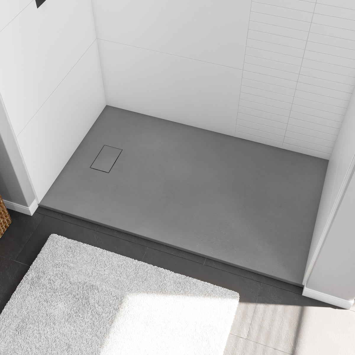 Maax Stonea 6032 Solid Surface Universal Shower Base in Grey with End Drain - image 11