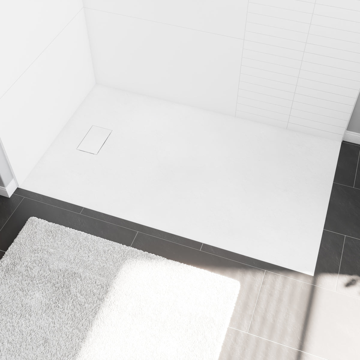 Maax Stonea 6032 Solid Surface Universal Shower Base in Grey with End Drain - image 3