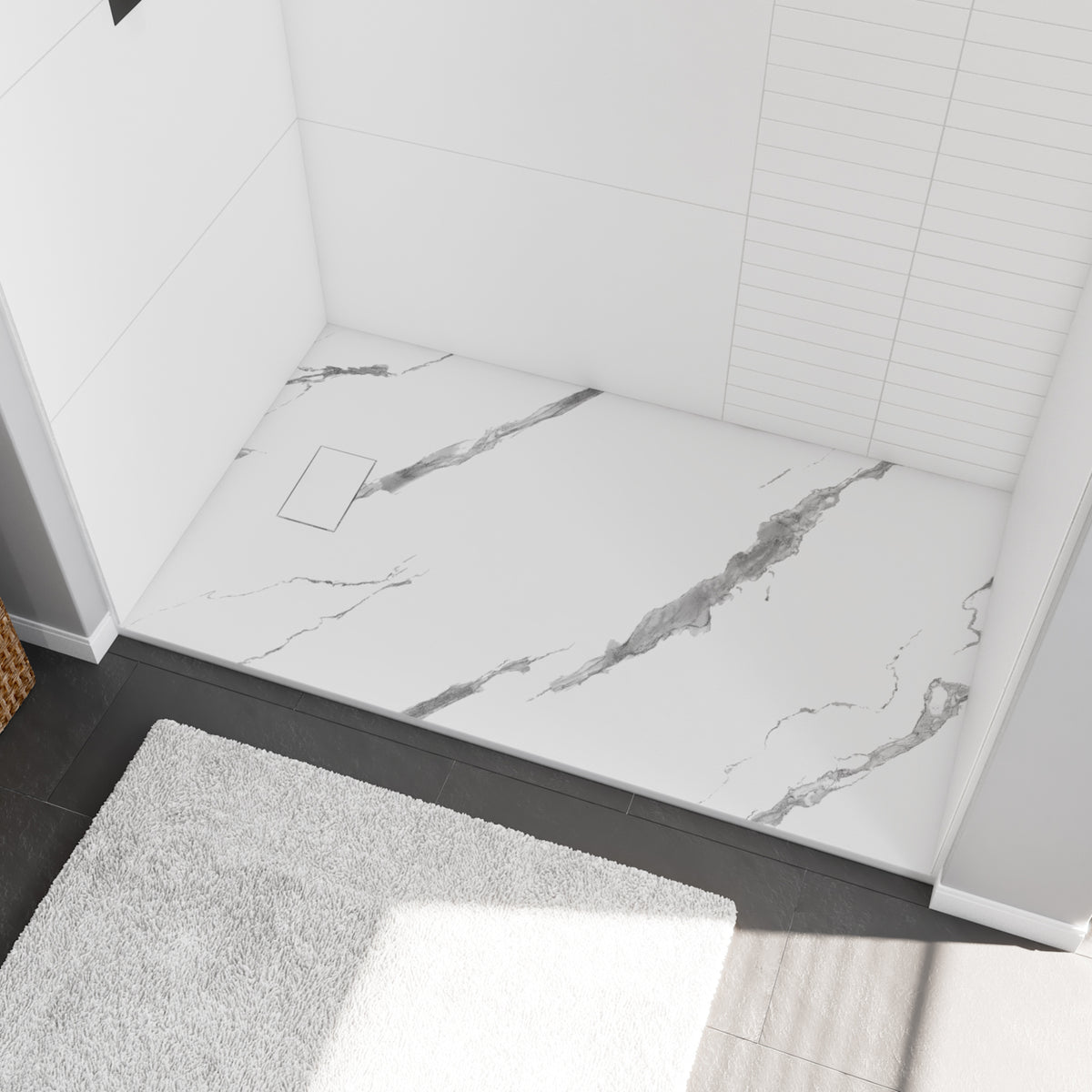 Maax Stonea 6032 Solid Surface Universal Shower Base in Grey with End Drain - image 6