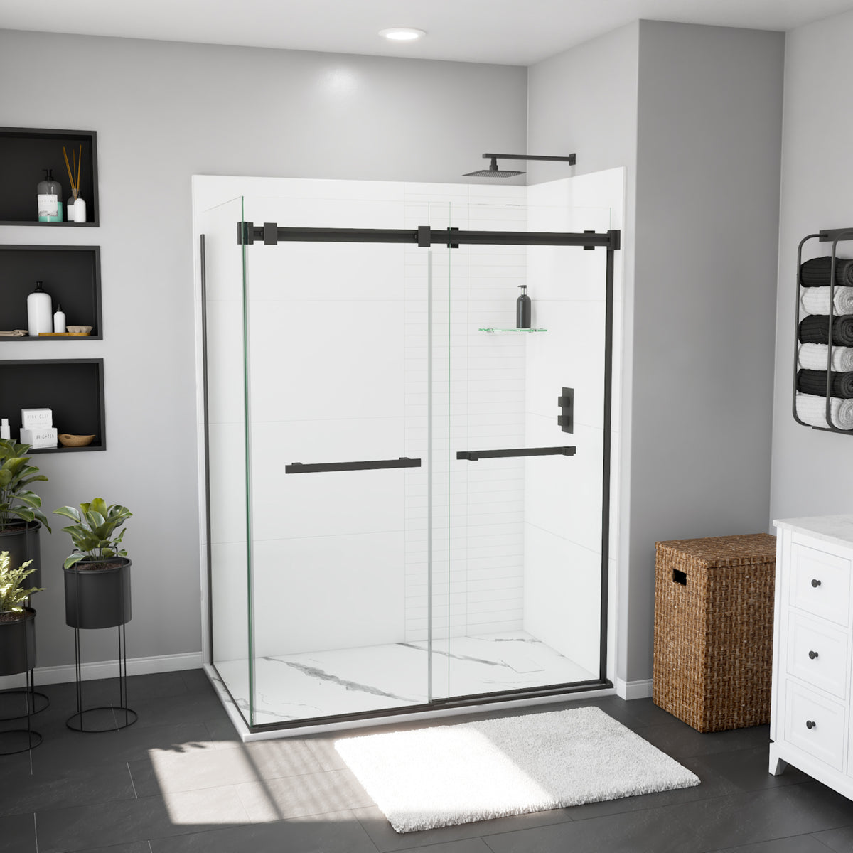 Maax Stonea 6032 Solid Surface Universal Shower Base in Grey with End Drain - image 9