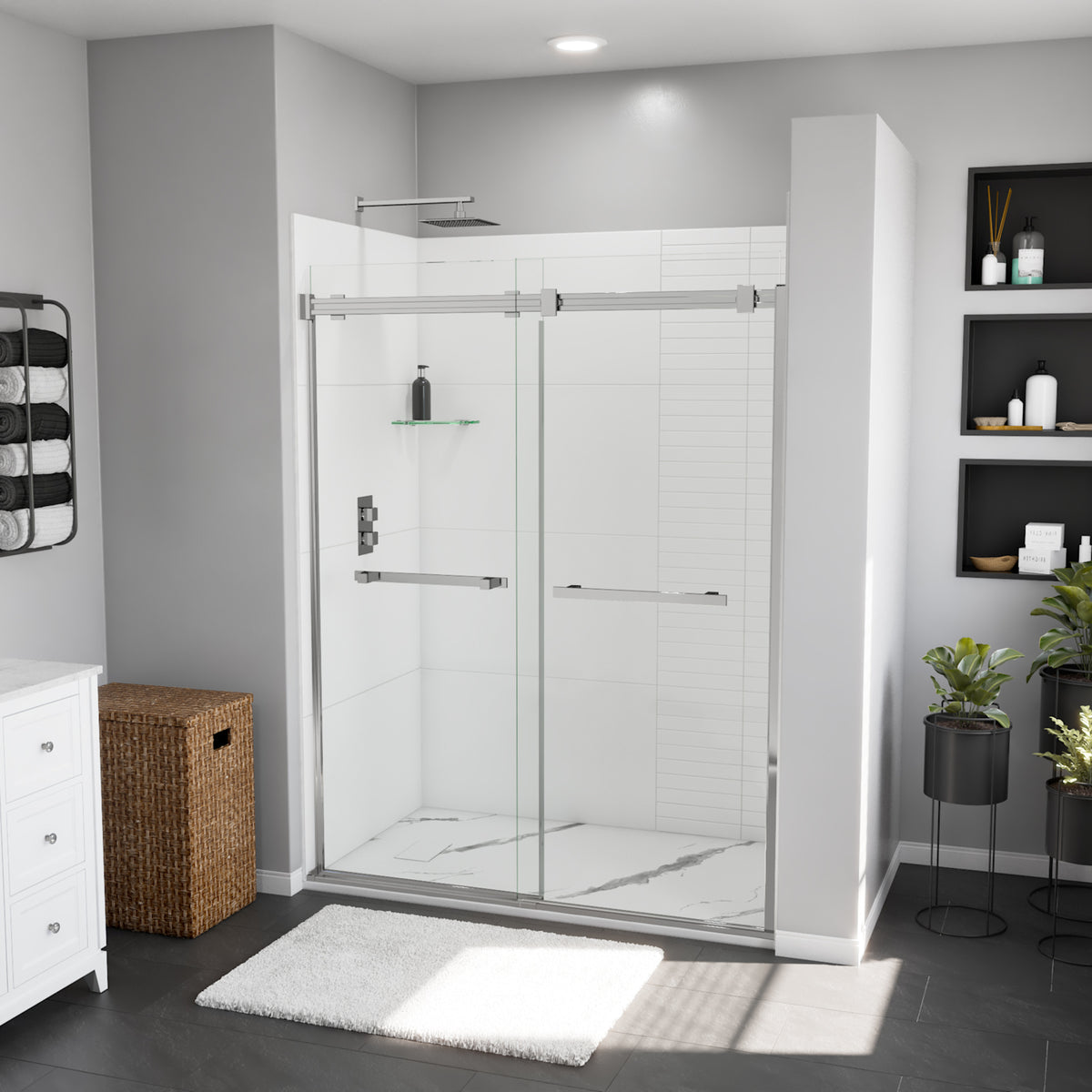 Maax Stonea 6036 Solid Surface Universal Shower Base in Grey with End Drain - image 10