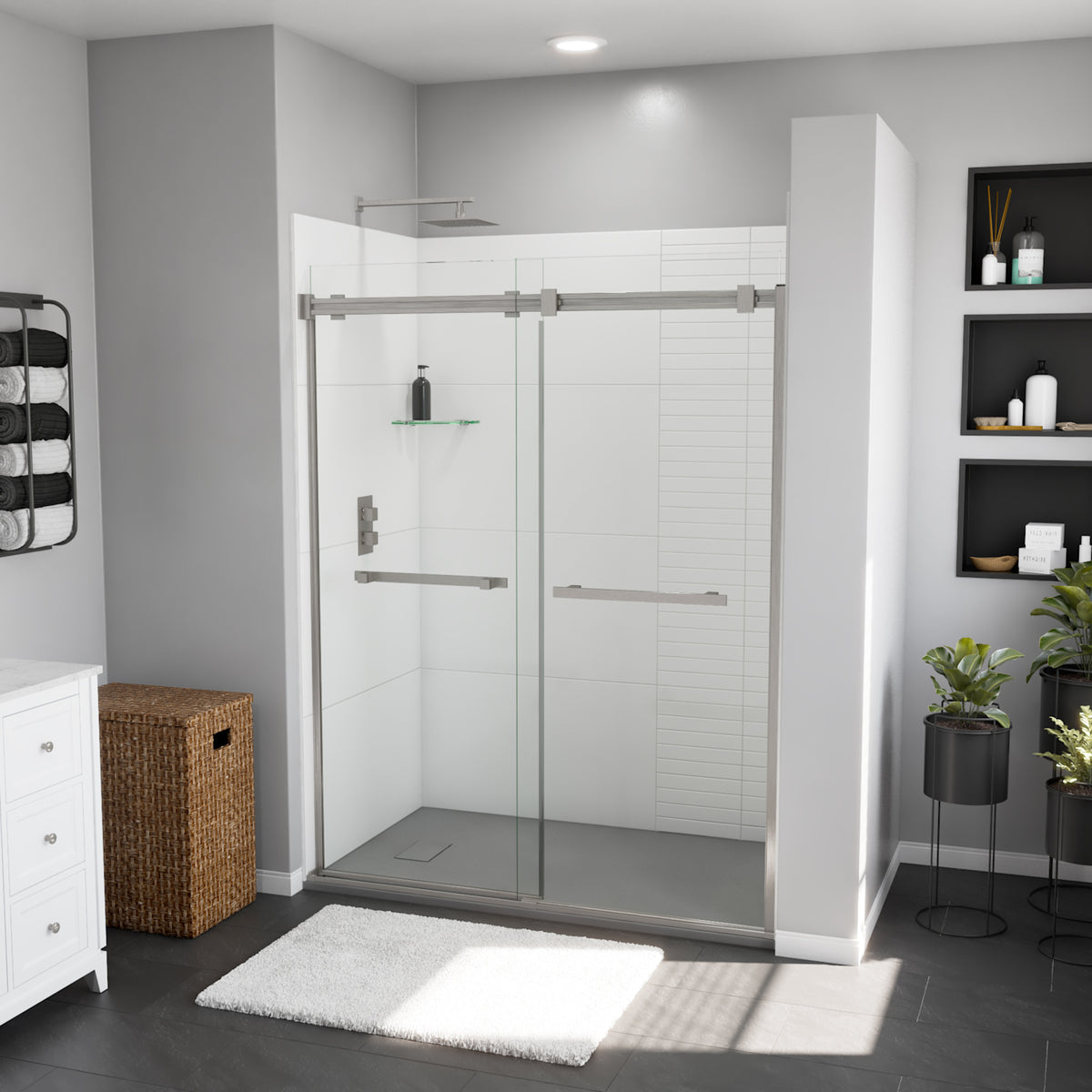 Maax Stonea 6036 Solid Surface Universal Shower Base in Grey with End Drain - image 14