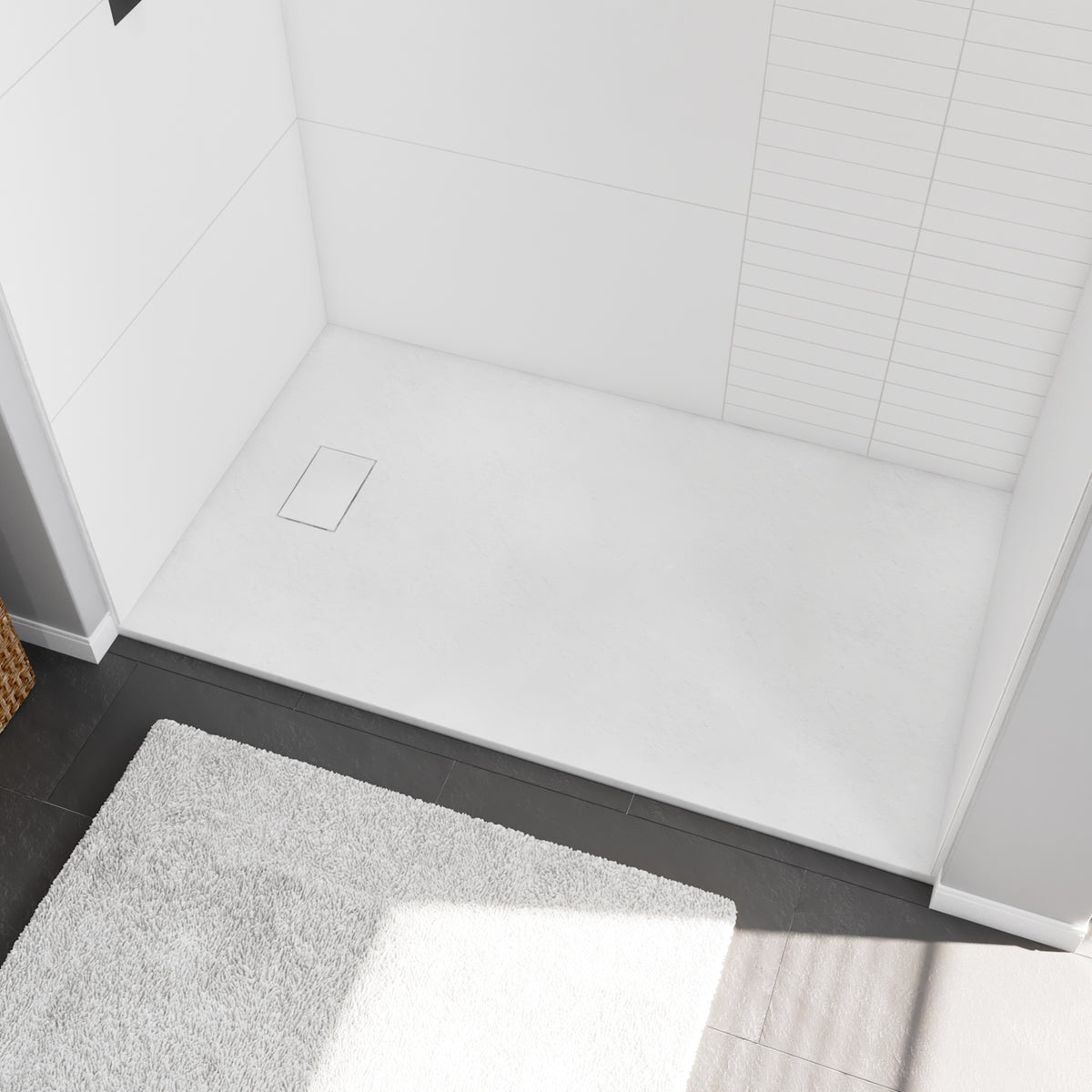 Maax Stonea 6036 Solid Surface Universal Shower Base in Grey with End Drain - image 2