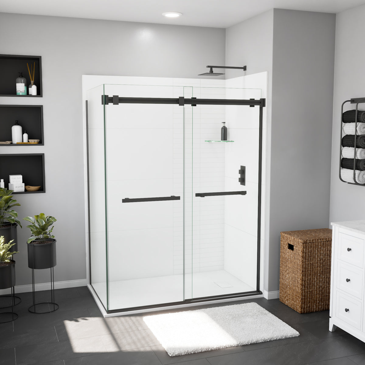 Maax Stonea 6036 Solid Surface Universal Shower Base in Grey with End Drain - image 4