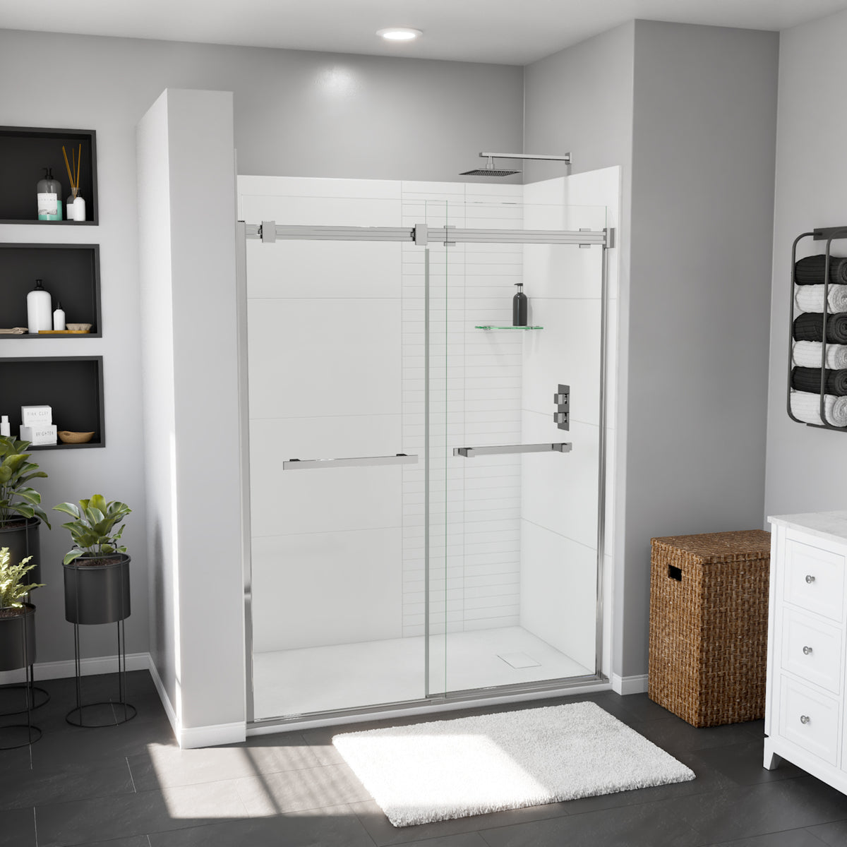 Maax Stonea 6036 Solid Surface Universal Shower Base in Grey with End Drain - image 5