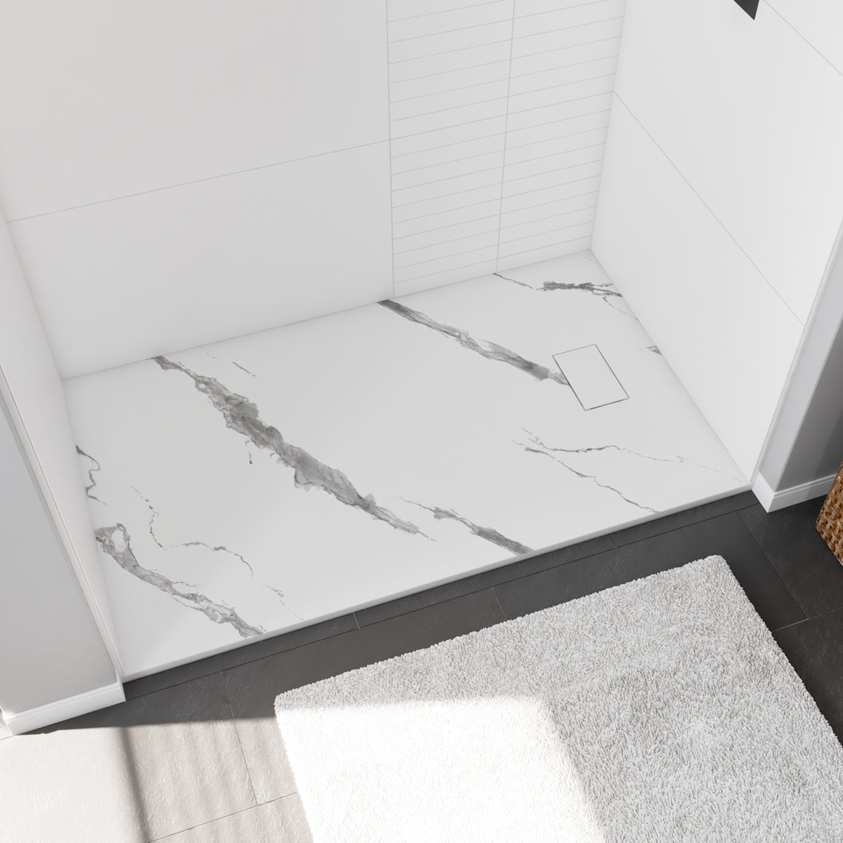 Maax Stonea 6036 Solid Surface Universal Shower Base in Grey with End Drain - image 6