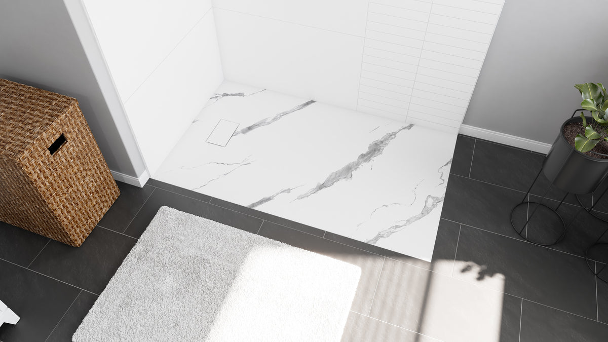 Maax Stonea 6036 Solid Surface Universal Shower Base in Grey with End Drain - image 7