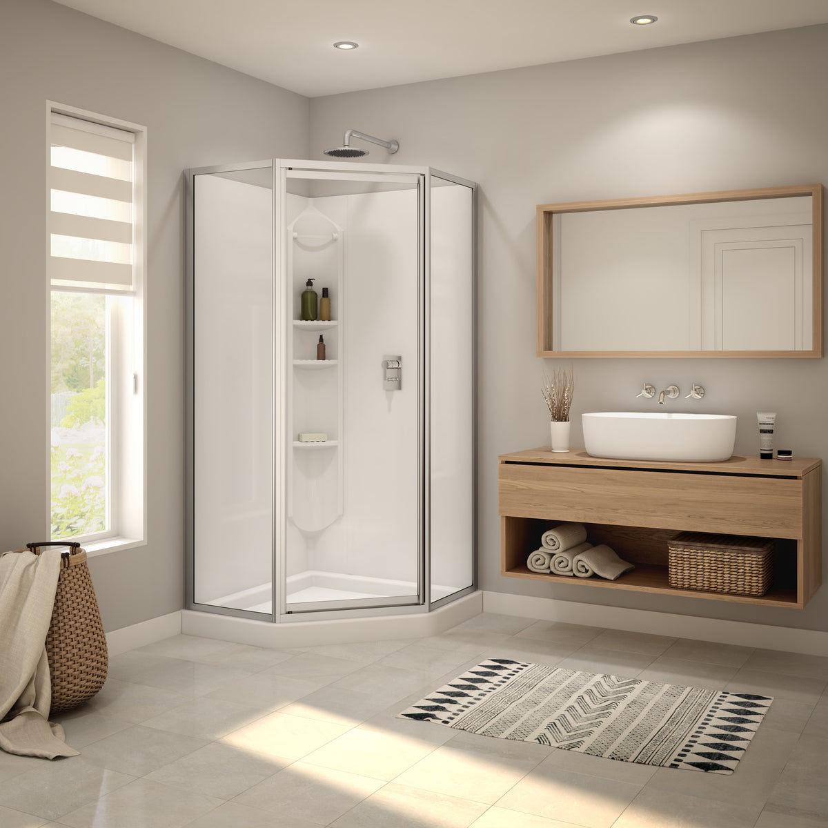 Maax Summit 38 x 38 Polystyrene Center Drain Shower Kit in White