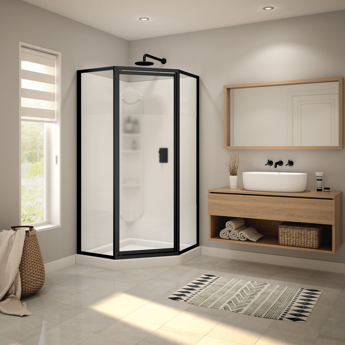 Maax Summit 38 x 38 Polystyrene Center Drain Shower Kit in White