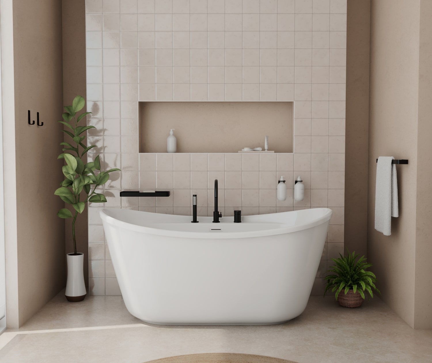 Keros Deckmounted Tub Faucet with Handshower in Matte Black - Plumbing Market