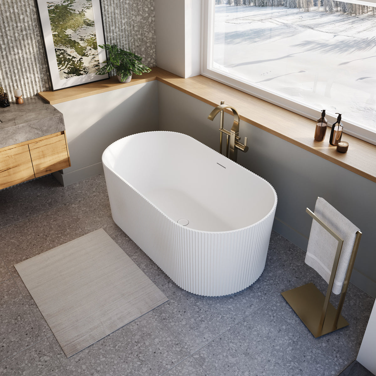 Maax Tori 5932 Acrylic Freestanding Center Drain Bathtub in White - image 7