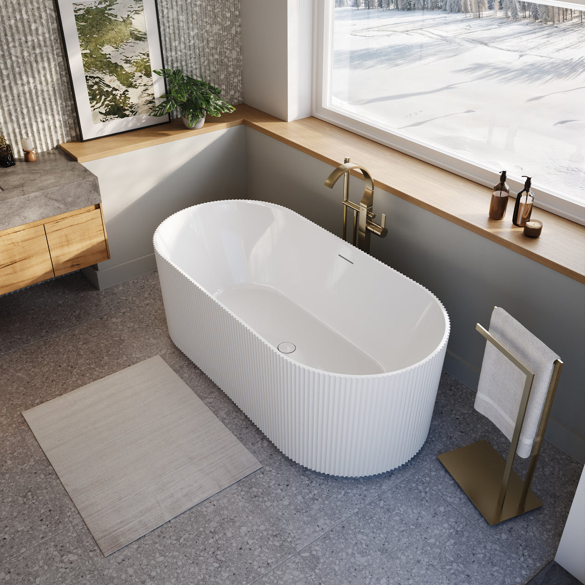 Maax Tori 6732 Acrylic Freestanding Center Drain Bathtub in White - image 2