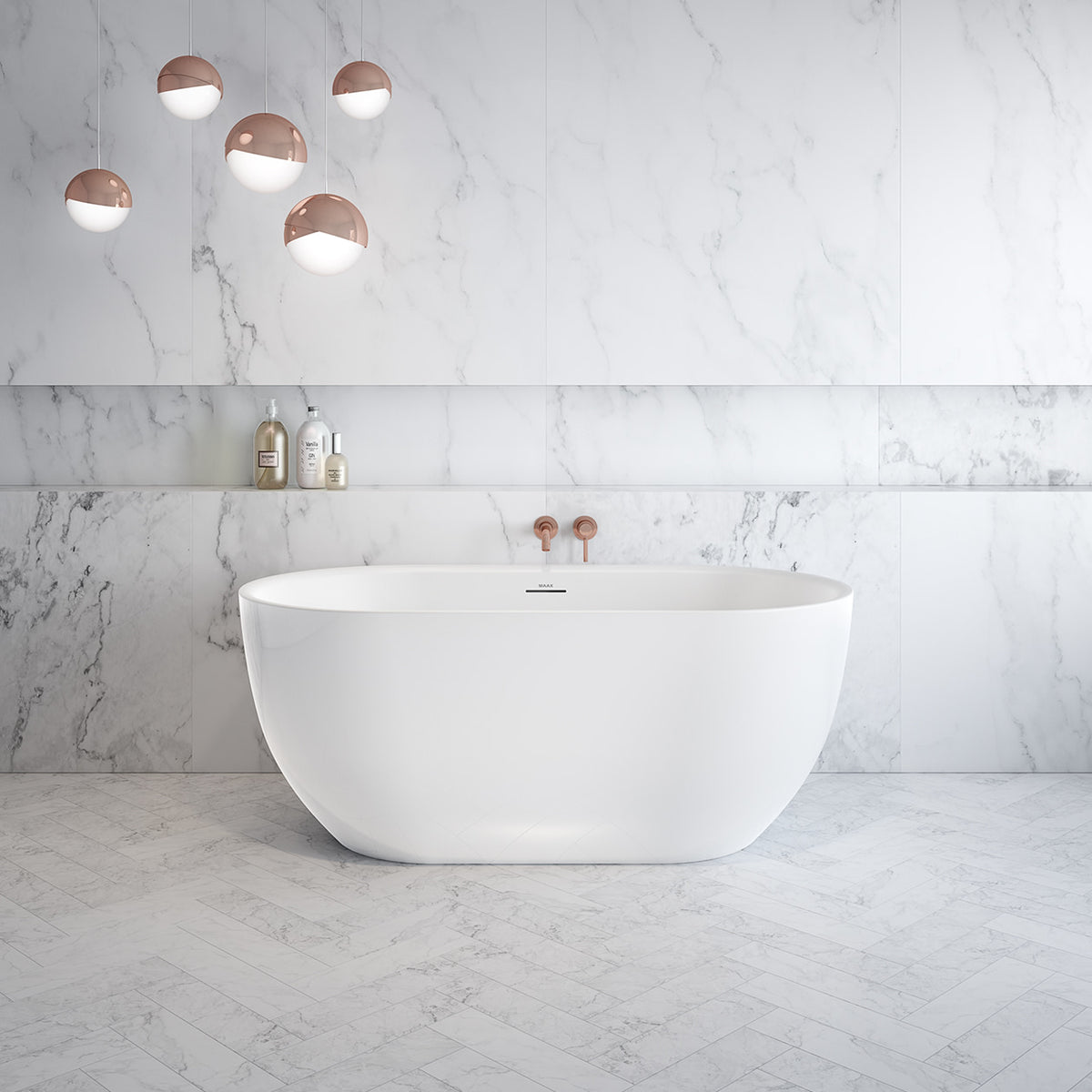 Maax Tosca 5932 Acrylic Freestanding Center Drain Bathtub in White
