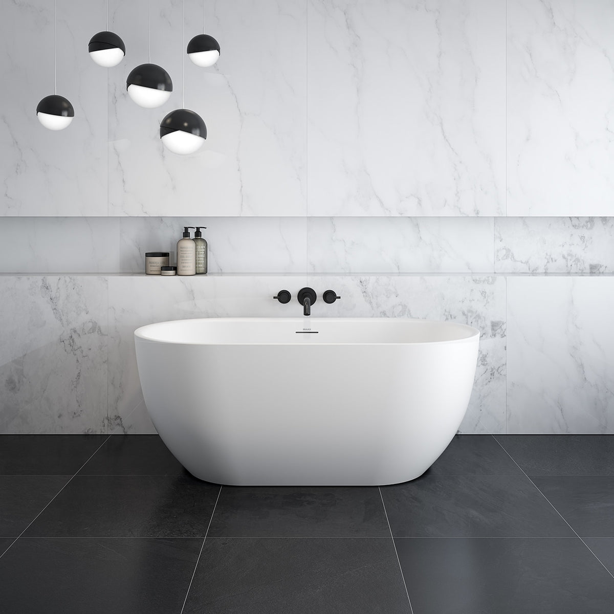 Maax Tosca 5932 Acrylic Freestanding Center Drain Bathtub in White - image 5