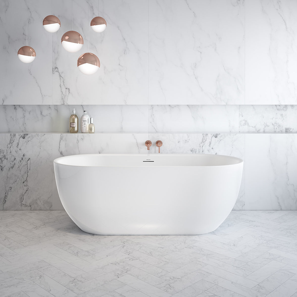 Maax Tosca 6732 Acrylic Freestanding Center Drain Bathtub in White