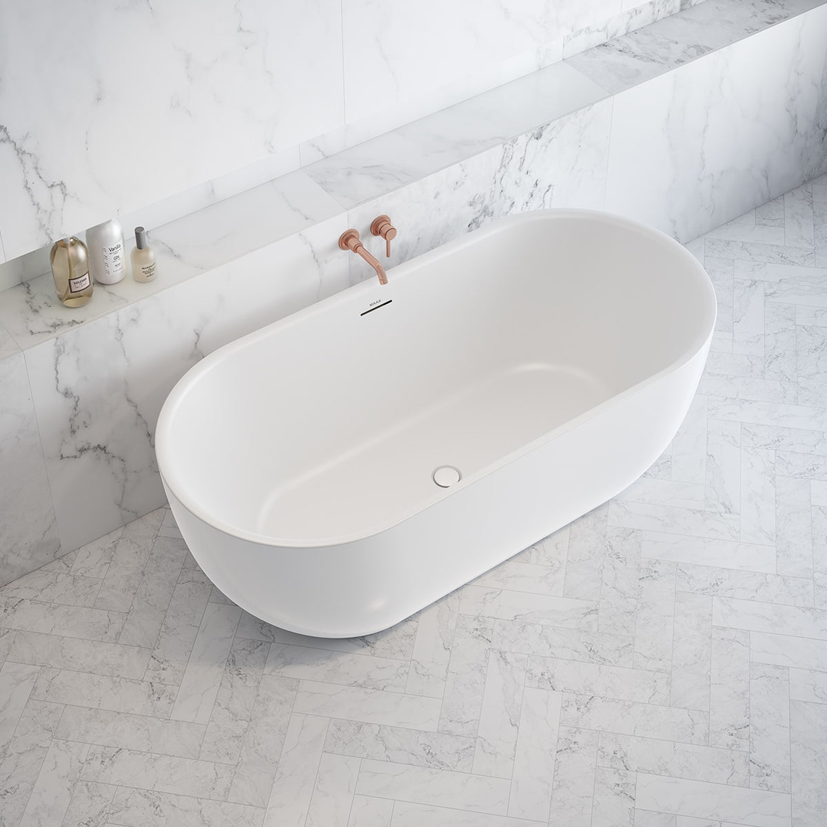 Maax Tosca 6732 Acrylic Freestanding Center Drain Bathtub in White - image 2