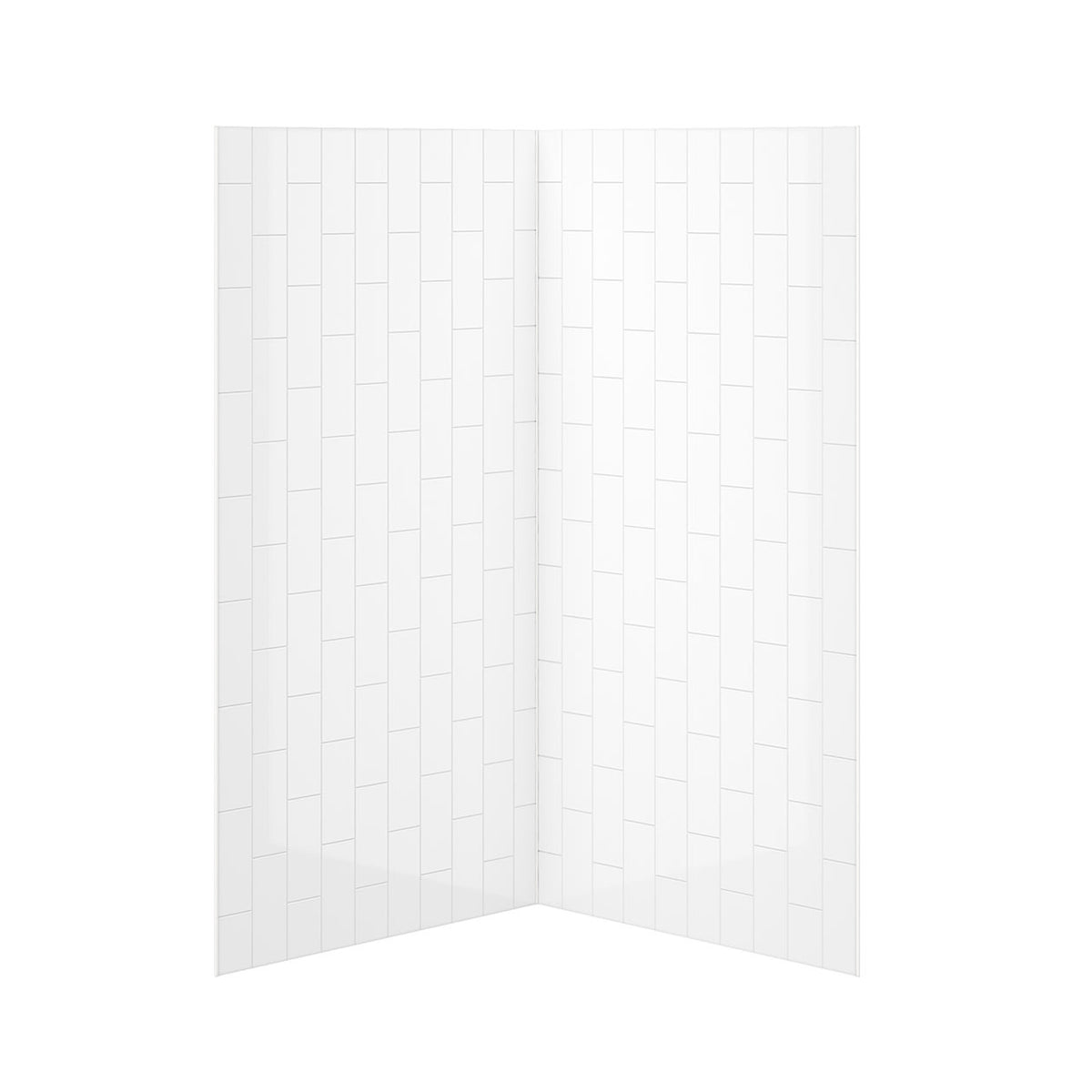 Maax Universal 42 x 42 Acrylic Glue up Two-Piece Vertical Subway Corner Wall Kit in White