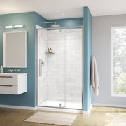 Maax Uptown 45-47 x 76 in 8 mm Pivot Shower Door for Alcove Installation with Clear glass in Matte Black & Wood