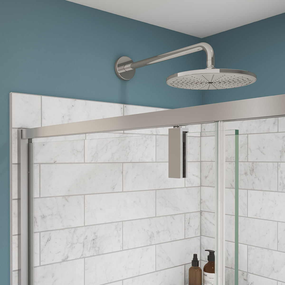 Maax Uptown 45-47 x 76 in 8 mm Pivot Shower Door for Alcove Installation with Clear glass in Matte Black & Wood - image 4