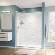 Maax Uptown 57-59 x 76 in 8 mm Pivot Shower Door for Alcove Installation with Clear glass in Dark Bronze & Beige Marble