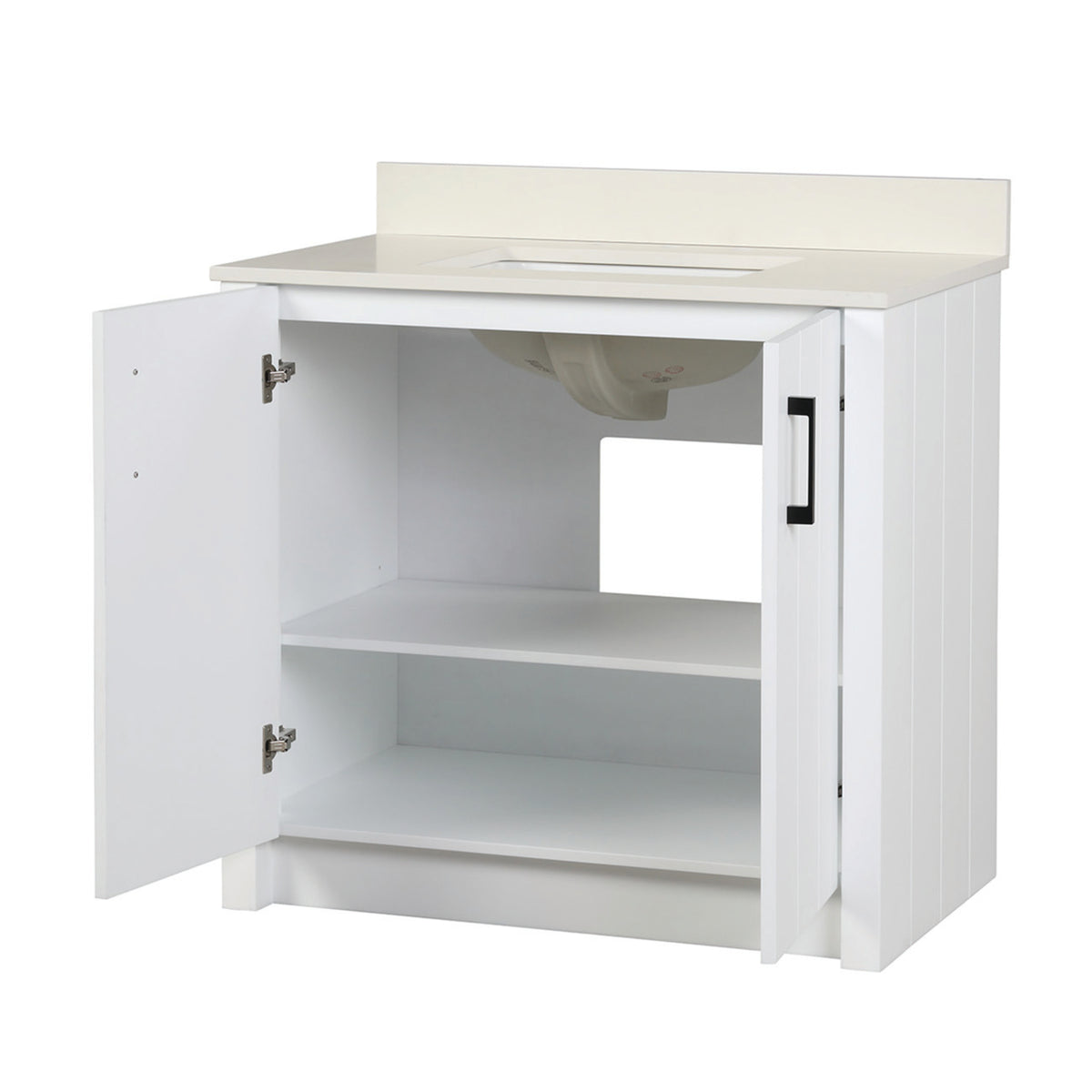 Maax Urba 36 in Freestanding Single Sink Vanity in White with White Marble Top and Brushed Gold Hardware - image 24