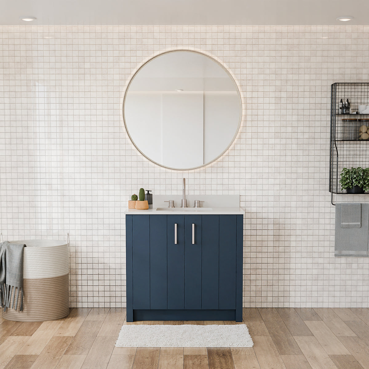 Maax Urba 36 in Freestanding Single Sink Vanity in White with White Marble Top and Brushed Gold Hardware - image 28
