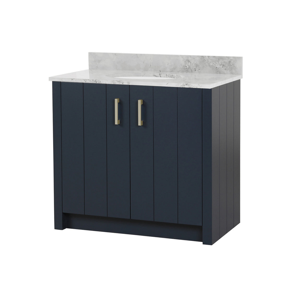 Maax Urba 36 in Freestanding Single Sink Vanity in White with White Marble Top and Brushed Gold Hardware - image 29