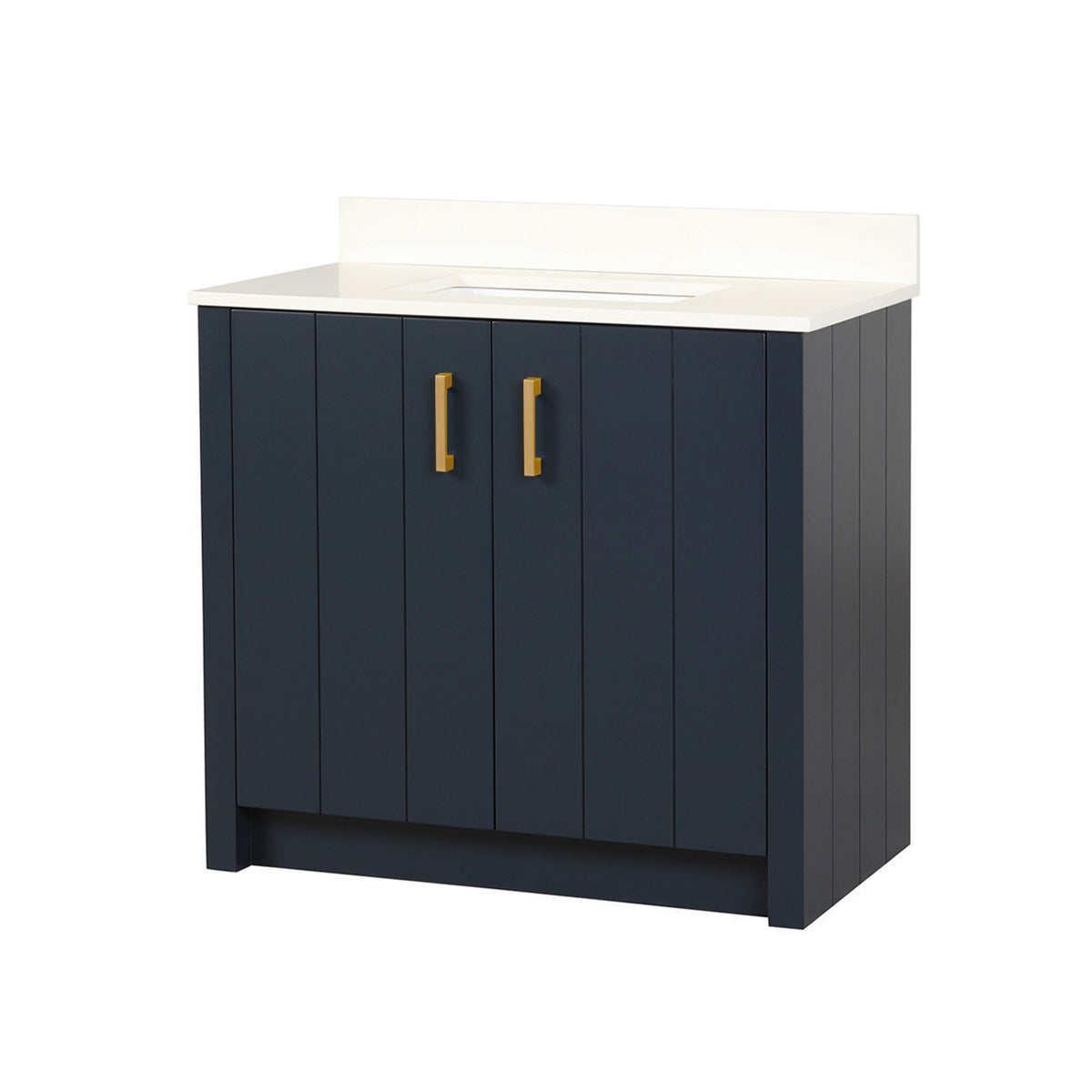 Maax Urba 36 in Freestanding Single Sink Vanity in White with White Marble Top and Brushed Gold Hardware - image 32