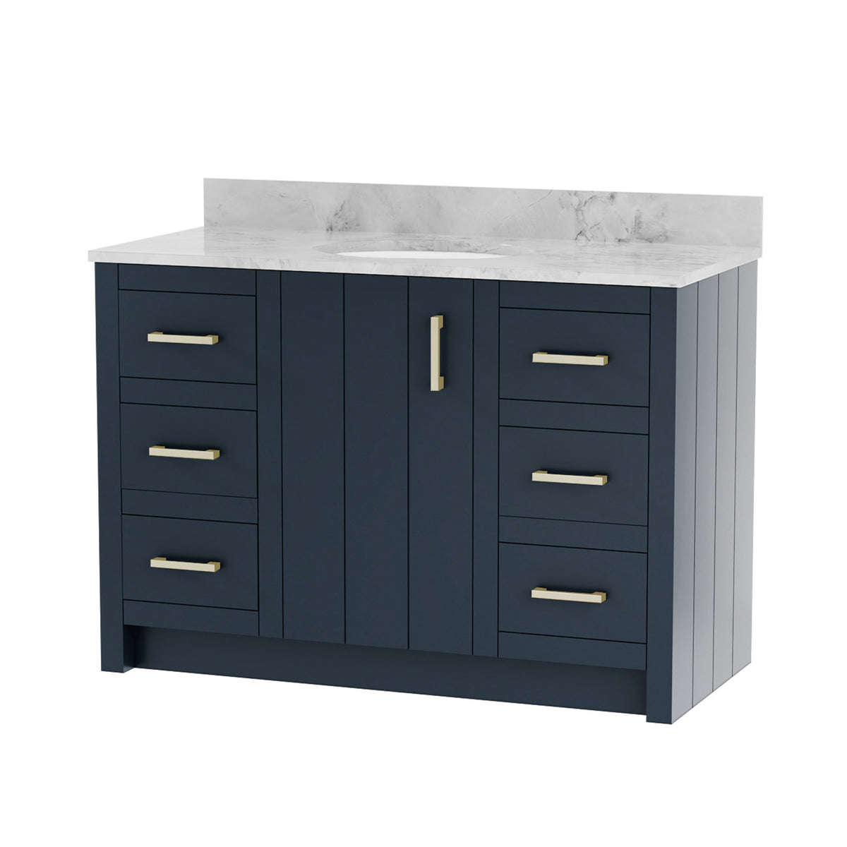 Maax Urba 48 in Freestanding Single Sink Vanity in White with White Quartz Top and Brushed Gold Hardware - image 13