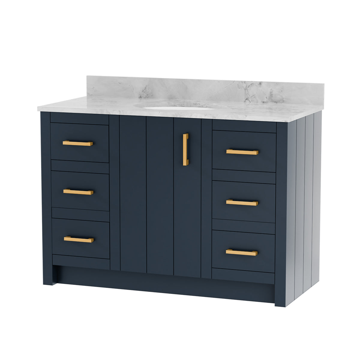 Maax Urba 48 in Freestanding Single Sink Vanity in White with White Quartz Top and Brushed Gold Hardware - image 16
