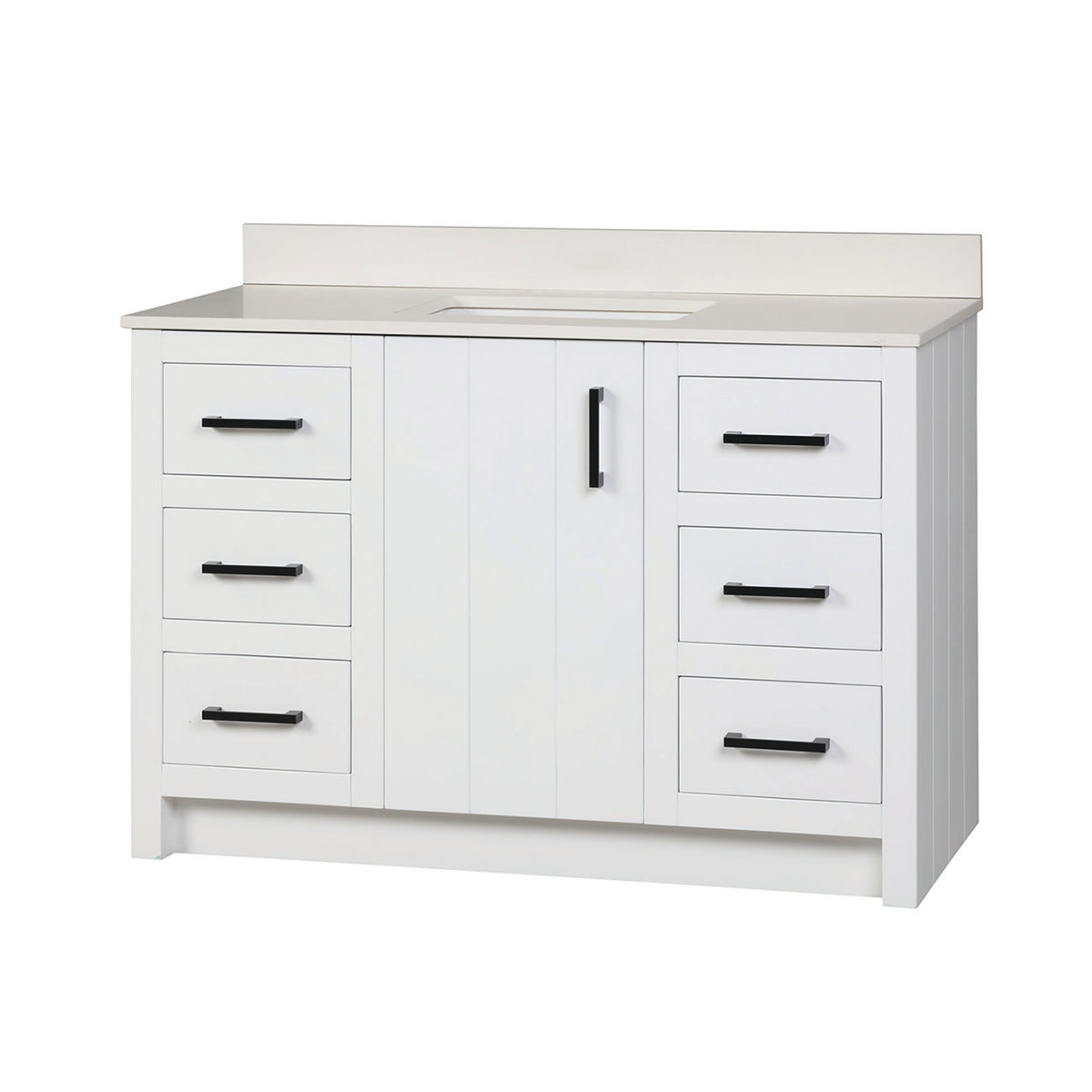 Maax Urba 48 in Freestanding Single Sink Vanity in White with White Quartz Top and Brushed Gold Hardware - image 23