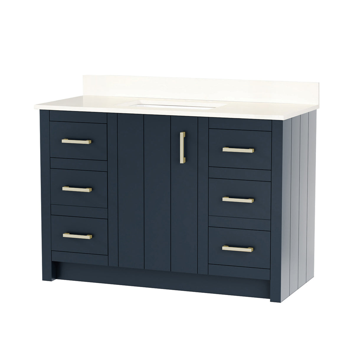 Maax Urba 48 in Freestanding Single Sink Vanity in White with White Quartz Top and Brushed Gold Hardware - image 29