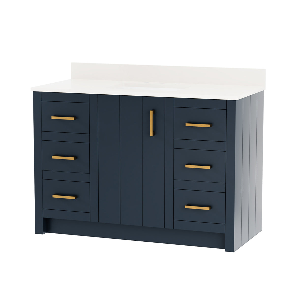 Maax Urba 48 in Freestanding Single Sink Vanity in White with White Quartz Top and Brushed Gold Hardware - image 32