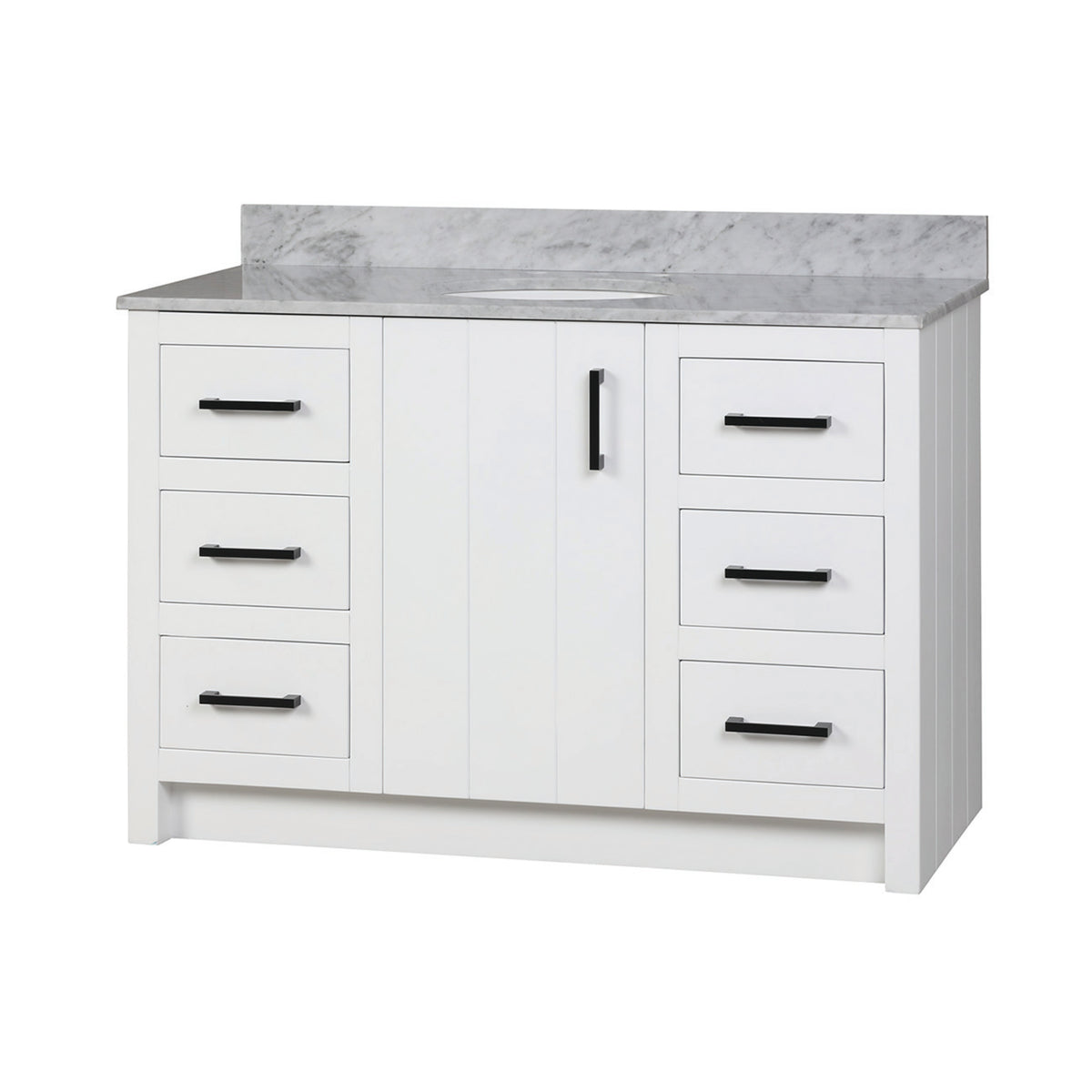 Maax Urba 48 in Freestanding Single Sink Vanity in White with White Quartz Top and Brushed Gold Hardware - image 7