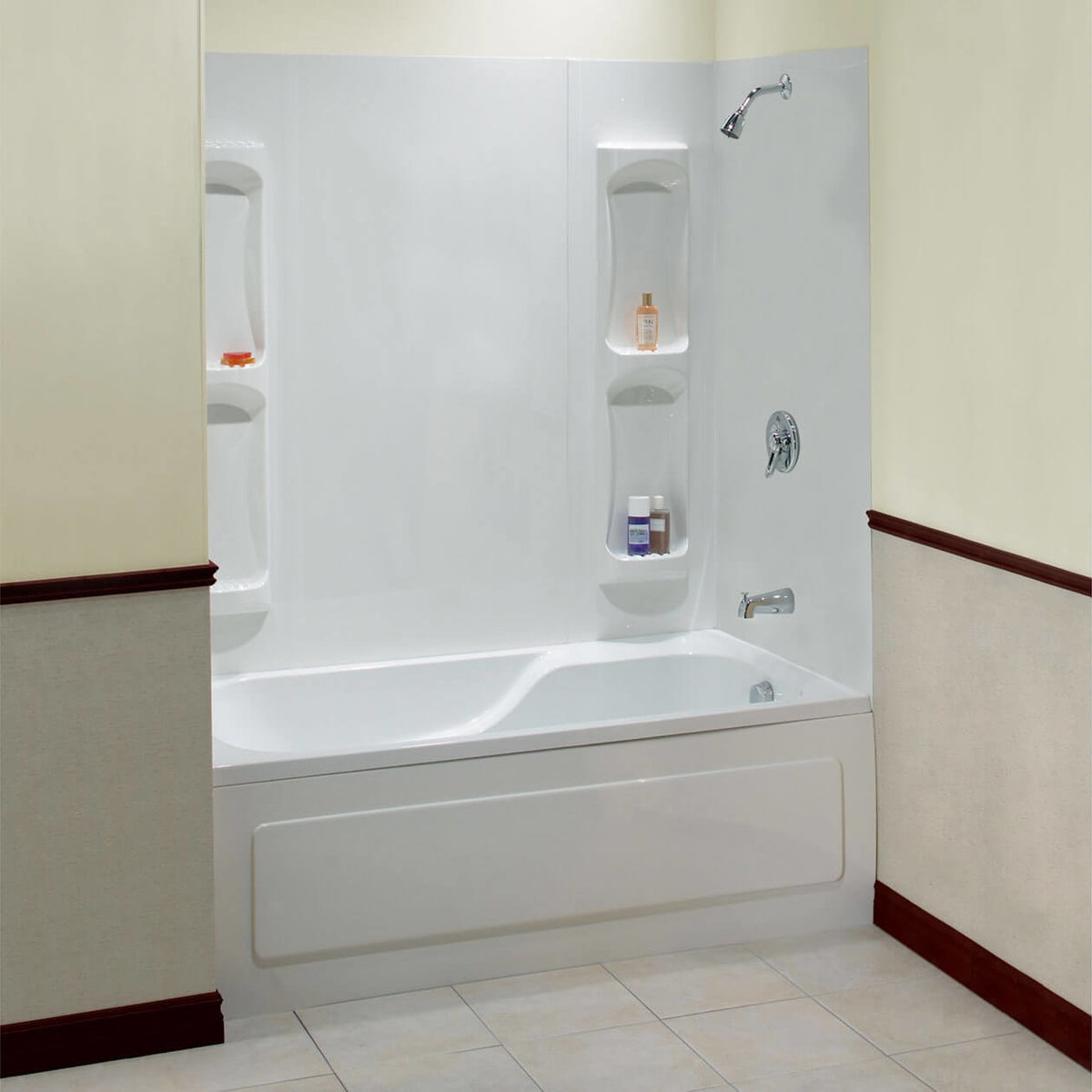 Maax Utah 59 Polystyrene Glue up Five-Piece Tub Wall Surround in White